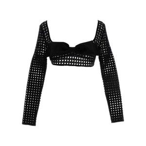 Giambattista Valli Cropped Macramé Bow Top - NWT
